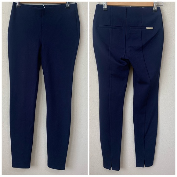 Lilly Pulitzer Sz XS Navy Blue Pull On Slit Back Hem Stretchy Pants - Picture 3 of 12